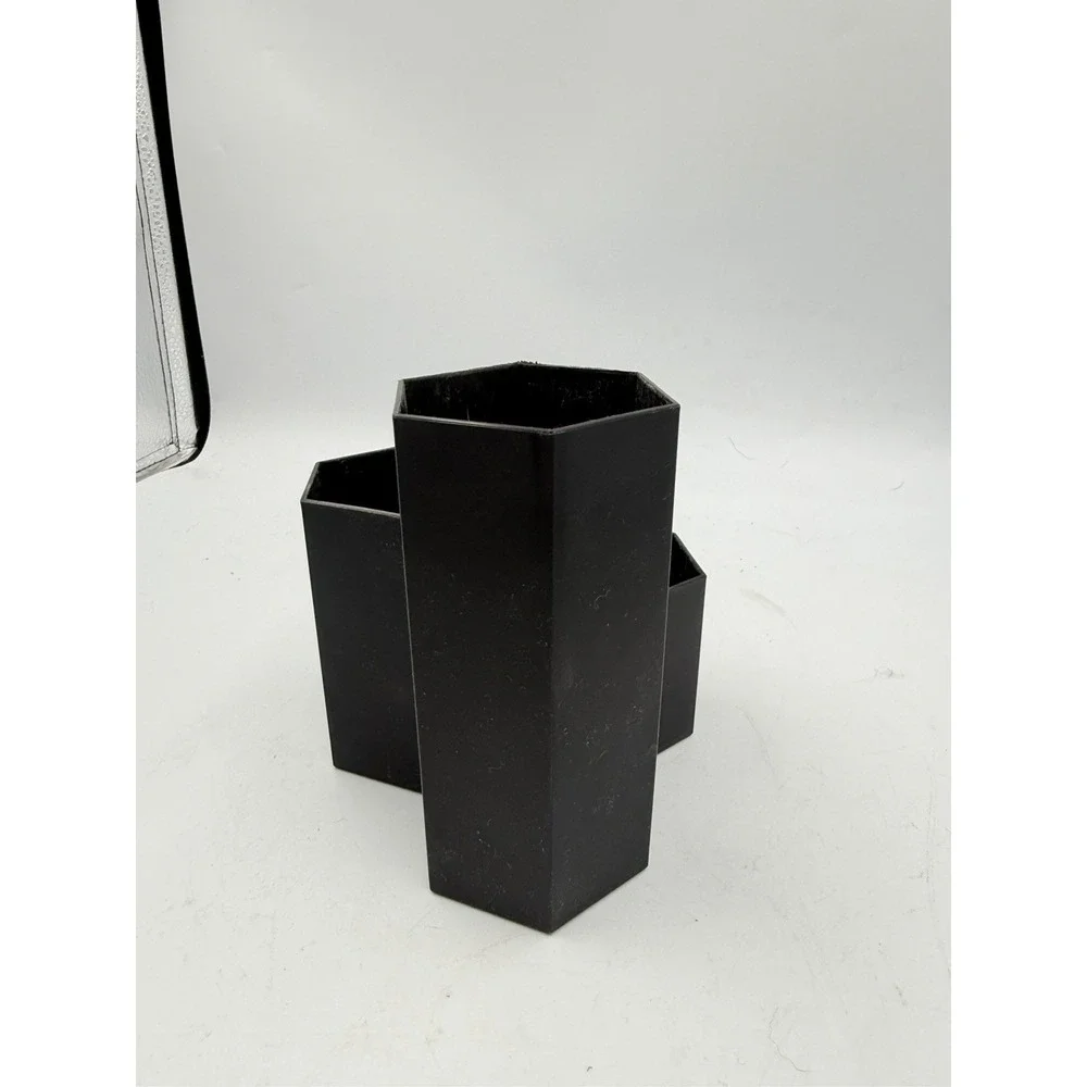 Black Plastic 3 Slot Makeup Brush Holder/Organizer, Unmarked